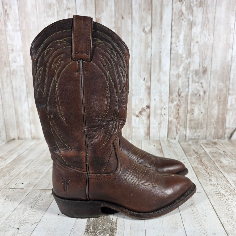 Frye Billy Brown Leather Western Cowboy Boots Womens 6.5 B 77889 Pointed Toe